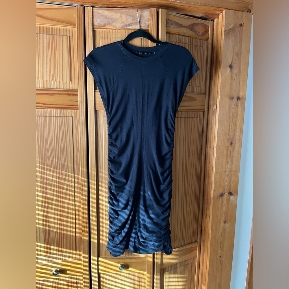 Athleta Navy Blue Carefree Tee Dress Side Scrunch XS